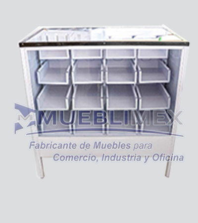 Vitrina Cajonera Cubierta y Frente De Cristal
